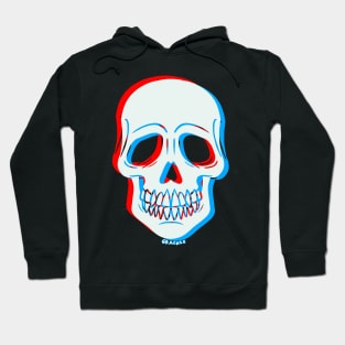 3D Glitch Skull (Red and Blue Version) Hoodie